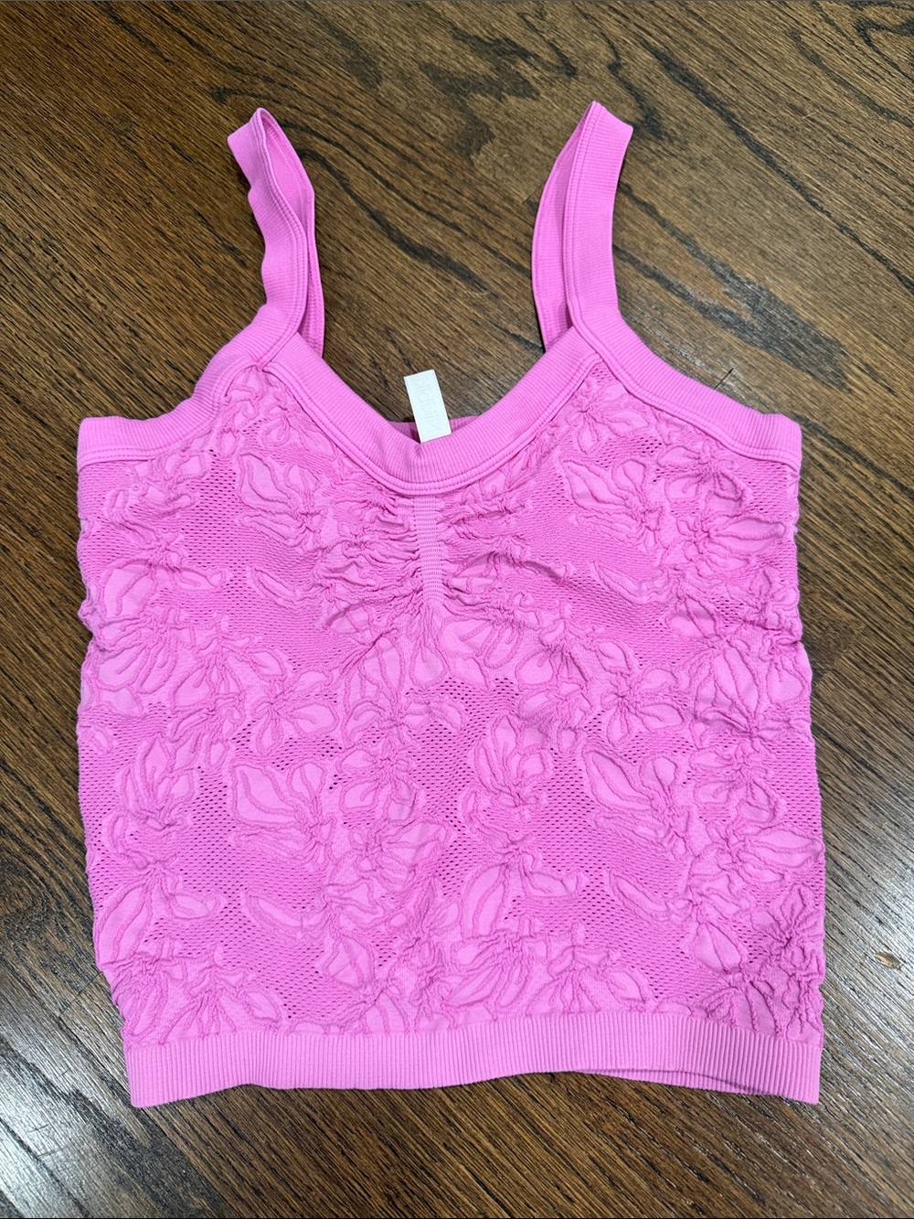 Nikibiki Pink Floral Textured Cami Tank with built in bra liner